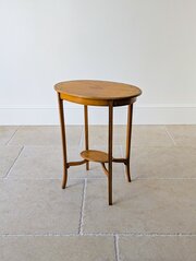 Antique Edwardian Satinwood Oval Occasional Table