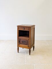 Antique French Oak Bedside Cabinet With Marble Top
