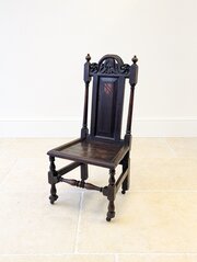 Antique Late Victorian Oak Hall Chair C.1890