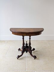 Antique Victorian Burr Walnut Card Table C.1870