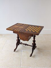 Antique Victorian Burr Walnut Work & Games Table