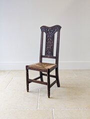 Antique Victorian Carved Oak Green Man Side Chair 