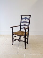 Antique Victorian Country Ash Ladderback Armchair