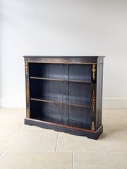 Antique Victorian Ebonised Open Bookcase C.1870