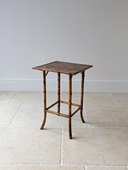 Antique Victorian Inlaid Bamboo Occasional Table