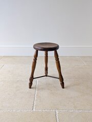 Antique Victorian Oak Three-Legged Country Stool