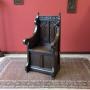 Antique Victorian Oak Throne Hall Chair