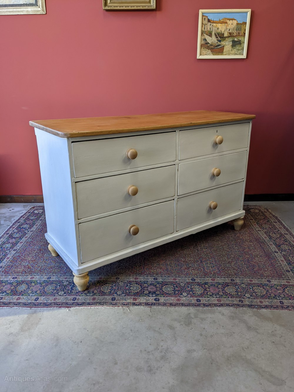 Antique Victorian Pine Double Chest Of Drawers Antiques Atlas
