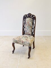Antique Victorian Walnut Upholstered Side Chair