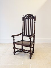 Antique William And Mary Oak Armchair C.1700