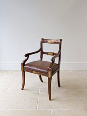 Edwardian Rosewood & Brass Inlaid Desk Chair C.1910