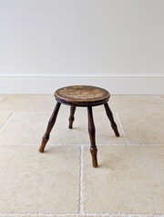 Late Victorian Beech And Ash Pokerwork Stool