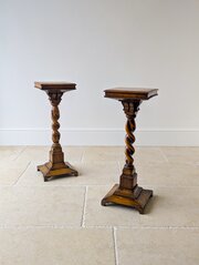 Late Victorian Pair Of Oak Torchères C.1890