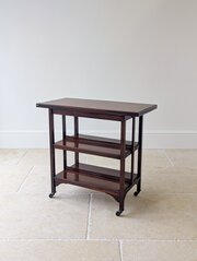 Mahogany Folding Card Table With Bookshelf Base