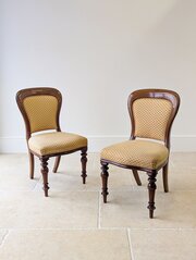 Pair Of Antique Victorian Walnut Side Chairs 