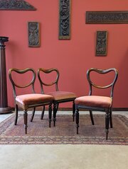 Set Of 3 Antique Victorian Rosewood Parlour Chairs
