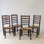 Set of 4 Georgian Oak Ladderback Dining Chairs