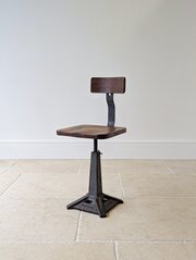 Singer Cast Iron & Elm Machinists Chair C.1930