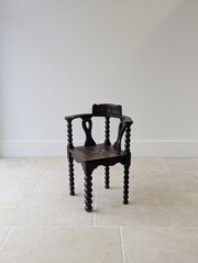Victorian Carved Oak Bobbin Corner Chair C.1890