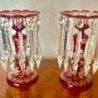 Pair of Victorian ruby glass lustres, circa 1875
