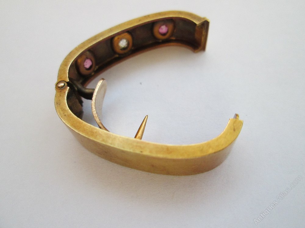 Antiques Atlas 15ct Gold Victorian Diamond & Ruby Scarf Clip