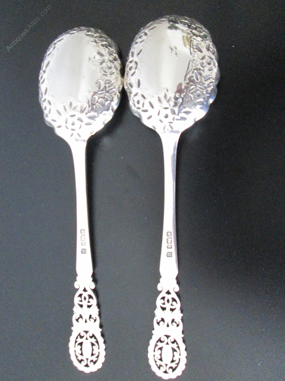 Antiques Atlas Silver Spoons Pair Serving Spoons (1902)