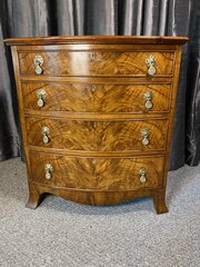 Burr Walnut Bow fronted Chest Of Drawers