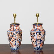 A Large Pair Of Meiji Period Imari Period Lamps