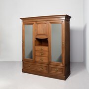 Art Nouveau - Influenced Walnut Wardrobe