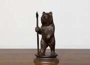Black Forest Carved Wood Bear With Folding Top 