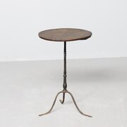Blacksmith-Made Metal And Wood Occasional Table
