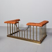 Brass And Leather Upholstered Club Fender