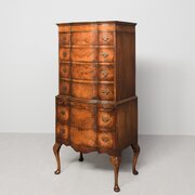 Burr Walnut Serpentine Front Chest On Stand