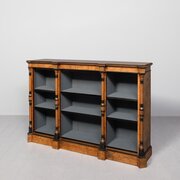 Burr Walnut Three-section Low, Open Bookcase