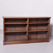Double Fronted Walnut Open Bookcase