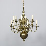 Dutch Two-Tier Brass Chandelier