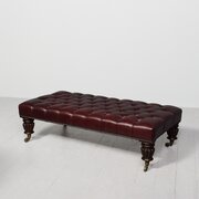 Early Victorian  mahogany buttoned leather stool