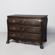 French (Normandy Area) Carved Oak 3-drawer Commode