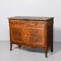 French Marquetry-inlaid, Marble-top Walnut Commode
