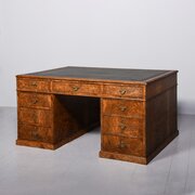 George III Style Figured Walnut Partner’s Desk