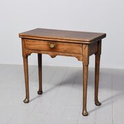 George II Red Walnut Fold-Over Tea Table
