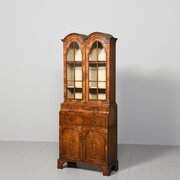 George I Style Figured-walnut Cabinet Bookcase