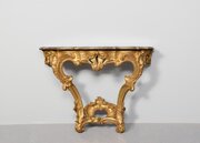 Giltwood And Grey Marble Topped Console Table