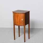 Inlaid Mahogany Bow Front Sheraton Style Bedside Cabinet