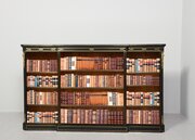 Large Brass Inlaid Breakfront Open Bookcase