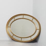 Large Gilded Adam Style Oval Compartmental Mirror