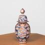 Large fluted and lidded Imari vase 