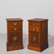 Late Victorian Figured Walnut Bedside Lockers