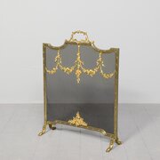 Louis XV Style Cast Brass And Mesh Fire Screen
