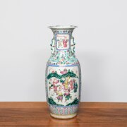 Magnificent Tall Hand-painted Canton Vase